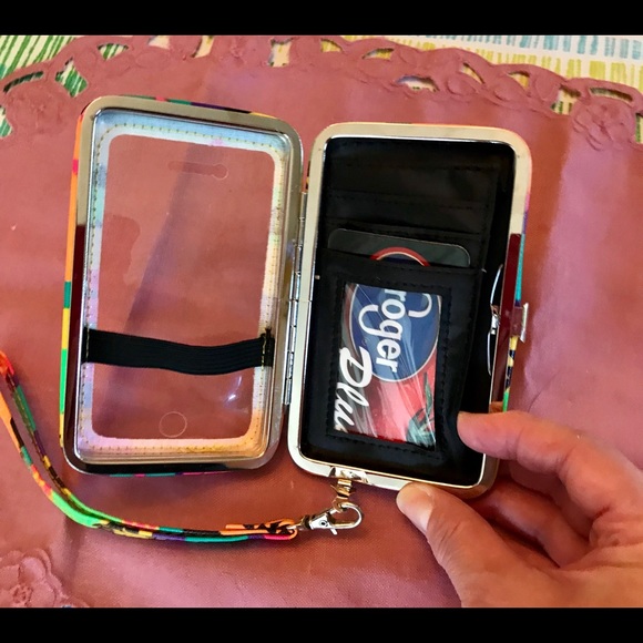 Multi Colored Cell Phone Wallet w/Wrist Strap - Picture 4 of 6